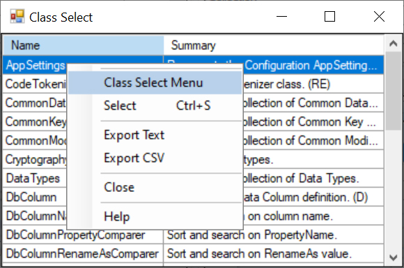 Class Select List