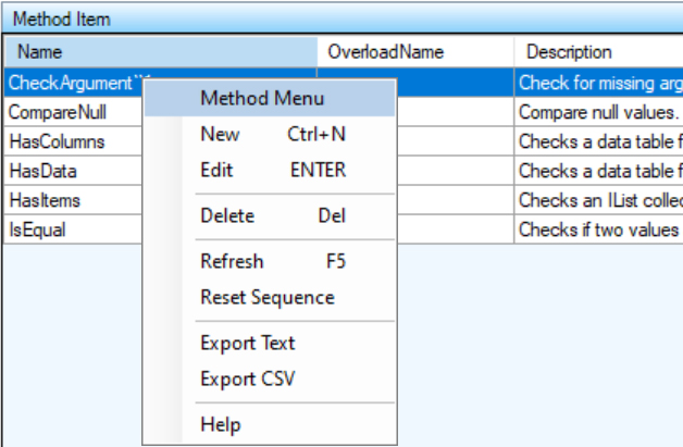 Method Item List