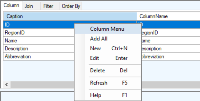 Column List